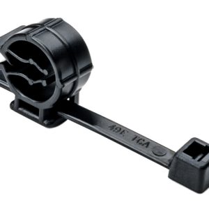 Fixing tie for cable bundles/with pipe/tube holder, inside serrated, ?4.0-45.0mm, black, 500pcs.