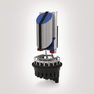 UFC IR BC length closure with basket, heatshrink base 36 x SC-B IR MKI moulded splice holder trays