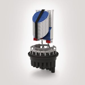 UFC IR B length closure with heatshrink base and 12 SE IR MKI trays with 3A splice bridges