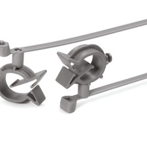 Fixing tie with pipe/tube holder, inside serrated, ?2.0-35.0mm, grey, 500pcs.