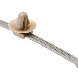Fixing tie for hole (round), outside serrated, ⌀1.0-45.0mm, grey/beige, 100pcs.