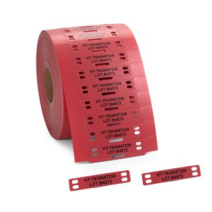 Cable tag, ladder-style, thermal transfer print, 75.0x14.4mm, red, box=1000pcs.