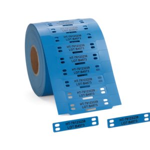 Cable tag, ladder-style, thermal transfer print, 51.5x10.4mm, blue, box=2000pcs.