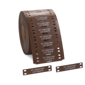 Cable tag, ladder-style, thermal transfer print, 75.0x24.3mm, brown, box=500pcs.