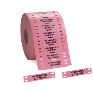 Cable tag, ladder-style, thermal transfer print, 75.0x14.4mm, pink, box=1000pcs.
