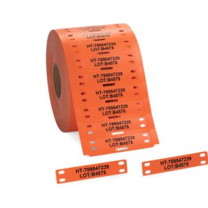 Cable tag, ladder-style, thermal transfer print, 75.0x14.4mm, orange, box=1000pcs.
