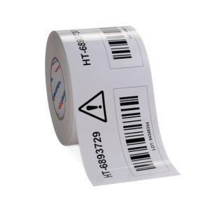 Label, outdoor use/chemical resistance, white, thermal transfer print, 101.60mm, 50m