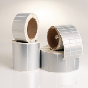 Label, weather resistant/chemical resistance, silver, thermal transfer print, 50.8x63.5mm, 1000pcs.