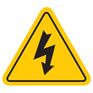 Warning label, pre-printed, W=50.80mm, H=50.80mm, yellow, pack=50pcs.