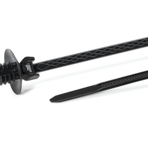 Fixing tie for hole (round), outside serrated, ?25.0mm, black, 500pcs.