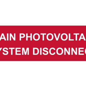 Solar label, pre-printed "MAIN PHOTOVOLTAIC SYSTEM DISCONNECT", red, 44.40x139.7mm, 50pcs.