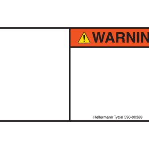 Warning label, pre-printed, W=139.70mm, H=69.85mm, orange, pack=250pcs.