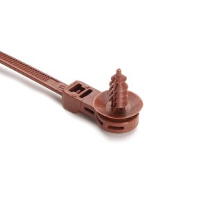 Fixing tie for hole (round), outside serrated, ?2.0-50.0mm, brown, 500pcs.