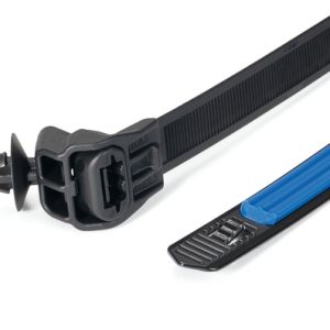 Fixing tie for hole (round), outside serrated, ⌀5.0-25.4mm, black/blue, 250