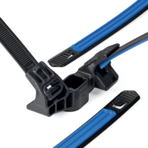 Fixing tie for stud, outside serrated, ⌀5.0-25.4mm, black/blue, 125
