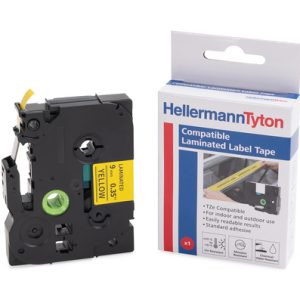 Compatible tape, htz laminated label tapes (various colours), thermal transfer print, black/yellow, W=24mm, 24/24mm, L=8m