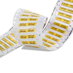 Heat shrink marker, thermal transfer print, ladder-style, 39.80mm/19.10mm, W=50.0mm, yellow, 500pcs.