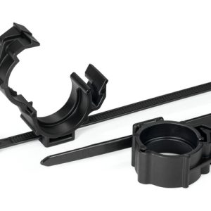 Fixing tie with pipe/tube holder, outside serrated, ?4.0-45.0mm, black, 500pcs.