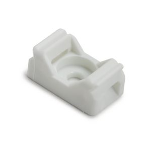 Cable tie mount for screw fixation, Wmax=8.4mm, ?5.35 mm, #10 (M5) Screw, white, 100pcs.