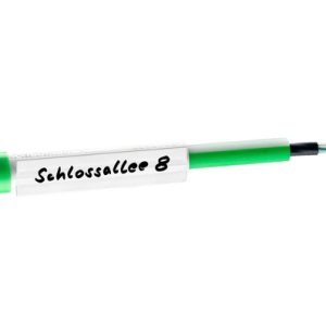 Identification labels with microduct end-caps.