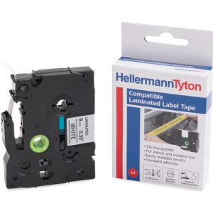 Compatible tape, htz laminated label tapes (various colours), thermal transfer print, black/white, W=18mm, 18/18mm, L=8m