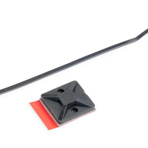 Fixing tie for adhesive use, inside serrated, black, 1000pcs.