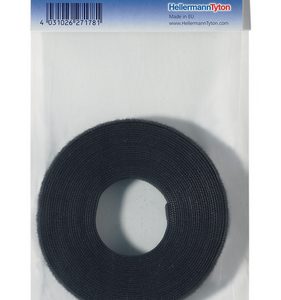Hook and loop cable tie, 1000x13.0mm, Dmax=300mm, black, 1m