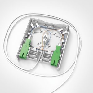 FWO with 2 x SC SX APC Adaptors and 1 x 10m Bare End to 2 x SC/APC Connectors G657.B3 B2Ca pre-terminated cable (TIA Colour Code)
