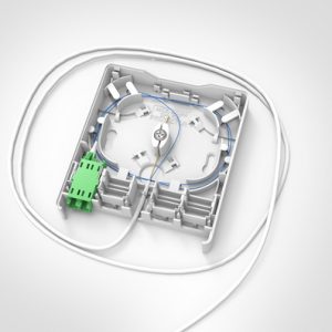 FWO with 1 x LC DX APC Adaptor and 1 x 10m Bare End to 1 x LC/APC Connector G657.B3 B2Ca pre-terminated cable (TIA Colour Code)