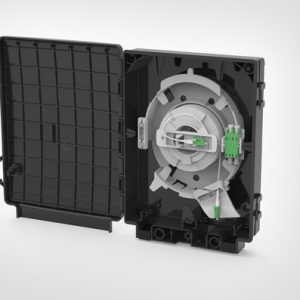 Black Connectorised Customer Wall Box (CCWB) with Pre-terminated LC/APC Spool