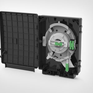 Black Connectorised Customer Wall Box (CCWB) with Pre-terminated SC/APC Spool
