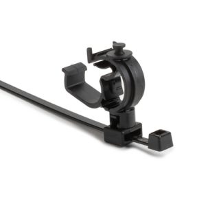 Fixing tie with pipe/tube holder, inside serrated, black, 500Set