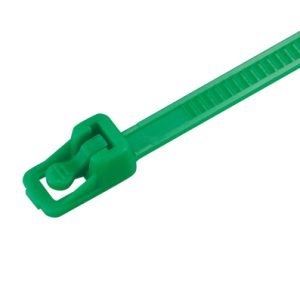 Releasable cable tie, 200x4.7mm, ⌀5-50mm, 135N, green, 100pcs.
