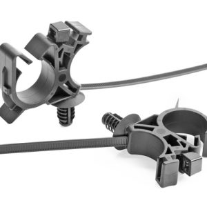 Fixing tie with pipe/tube holder, inside serrated, ?16.0-20.0mm, black, 500pcs.