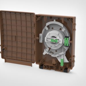 Brown Connectorised Customer Wall Box (CCWB) with Pre-terminated SC/APC Spool