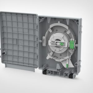 Grey Connectorised Customer Wall Box (CCWB) with Pre-terminated LC/APC Spool