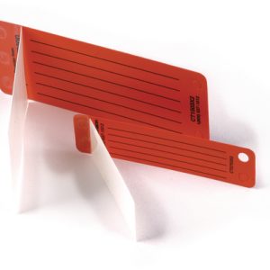 Warning label, pre-printed, W=76.20mm, H=11.10mm, orange, pack=25pcs.