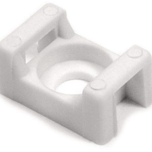 Cable tie mount for screw fixation, Wmax=7.9mm, ?5.1 mm, #10 (M5) Screw, white, 100pcs.