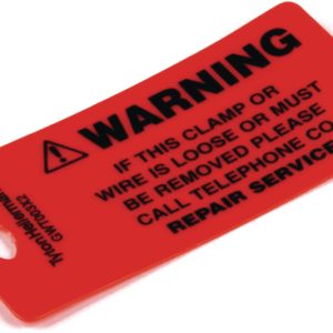 Warning label, pre-printed, W=76.20mm, H=38.10mm, orange, pack=25pcs.