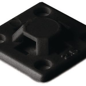 Cable tie mount for adhesive use, Wmax=2.54mm, ?2.8 mm, Adhesive, black, 100pcs.