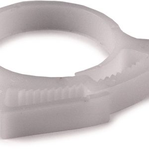 Plastic hose clamp, ?25.5-28.5mm, white, 100pcs.