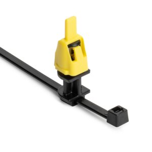 Fixing tie to close hole, inside serrated, ?1.5-50.0mm, black/yellow, 3000Carton