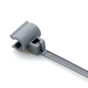 Fixing tie with pipe/tube holder, ?35.0mm, grey, 500pcs.