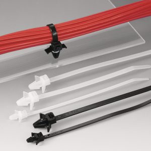 Fixing tie for hole (round), inside serrated, ?34.0mm, black, 100pcs.