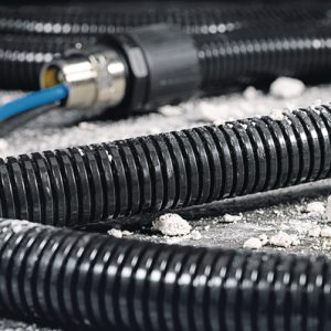 Corrugated tubing, nom?10.5mm, OD=14.0mm, ID=10.5mm, black, 50m
