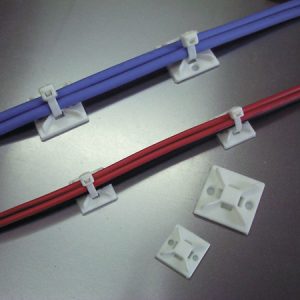 Cable tie mount for adhesive use, Wmax=4.1mm, ?3.1 mm, Adhesive, white, 100pcs.