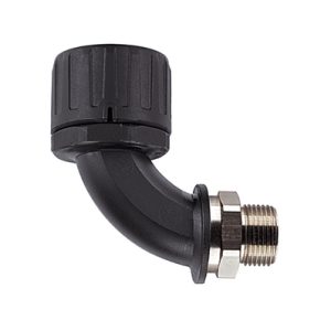 Fitting for corrugated tubing, nom?13mm, PG9, 90?, black, 10pcs.