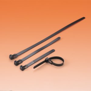 Releasable cable tie, 100x7.4mm, ?2.5-18.0mm, 222.3N, black, 100pcs.