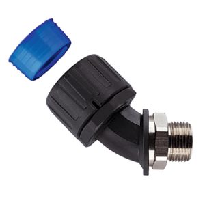 Fitting for corrugated tubing, nom?16mm, PG13.5, 45?, black, 10pcs.