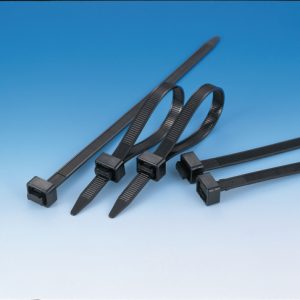 Cable tie outside serrated for direct fixation, 200x7.6mm, ?50.0mm, black, 50pcs.
